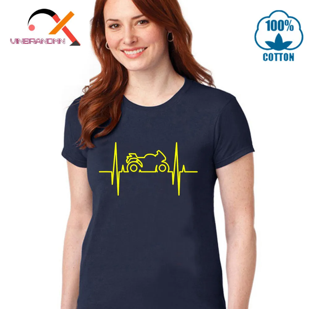 Футболка женская с изображением электромото и пульса смешная Повседневная для
