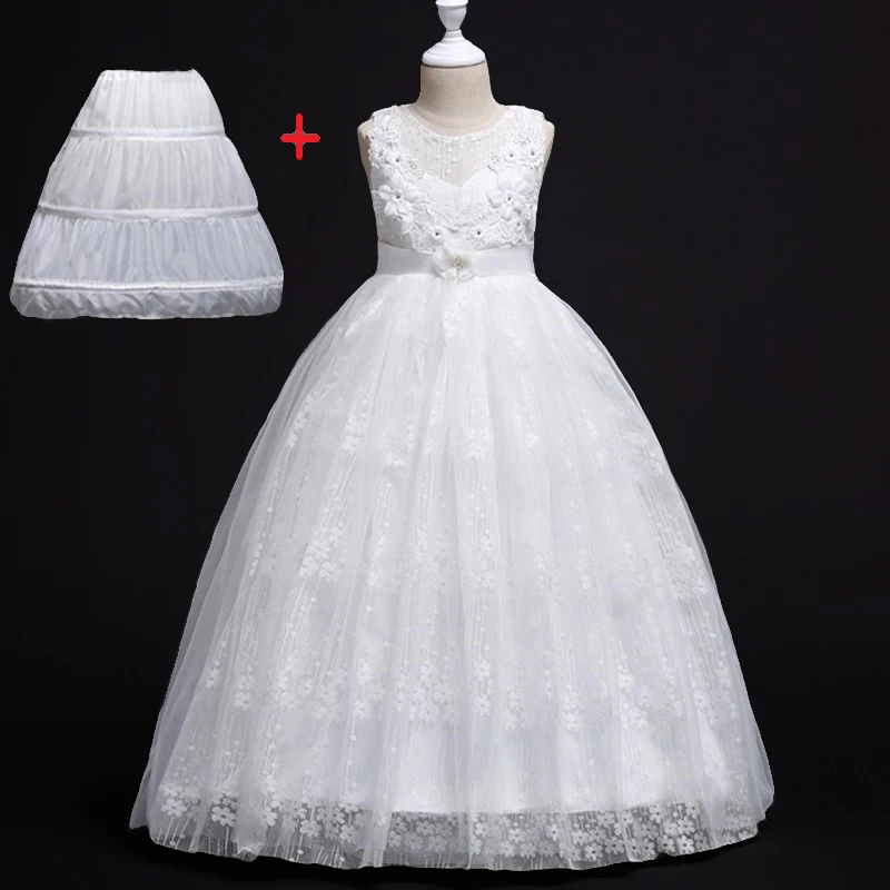 as pictures Wedding Party Dress for Girls Lace First feast princess Long Dress New Exchange Dress Ball Beauty Sexy Shoulder Dress - Цвет: as pictures