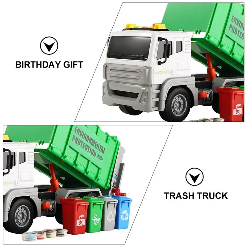 

1 Set of Trash Truck Garbage Sorter Toys Birthday Gift Environmental Truck Friction Pull-back Truck for Kids Home