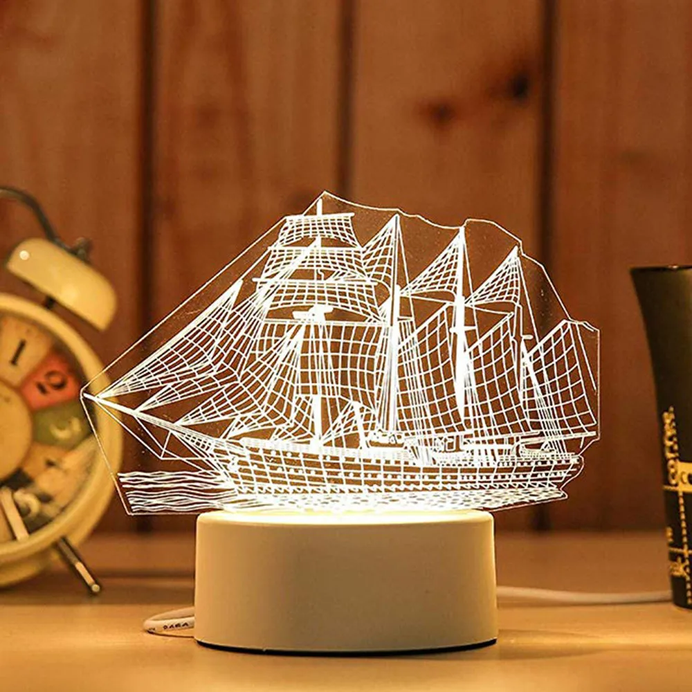 3D USB акриловый ночной Светильник s Настольный безделушки светодиодный светильник