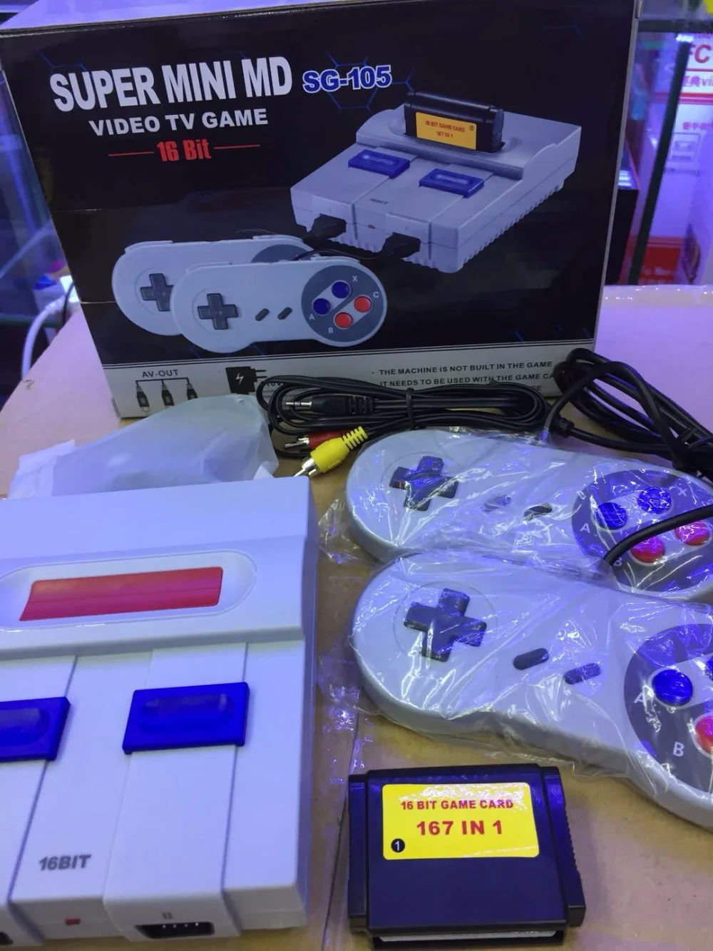 Новая игровая консоль mini MD16 SG-105 16 бит AV с выходом для семейных игр ТВ видео