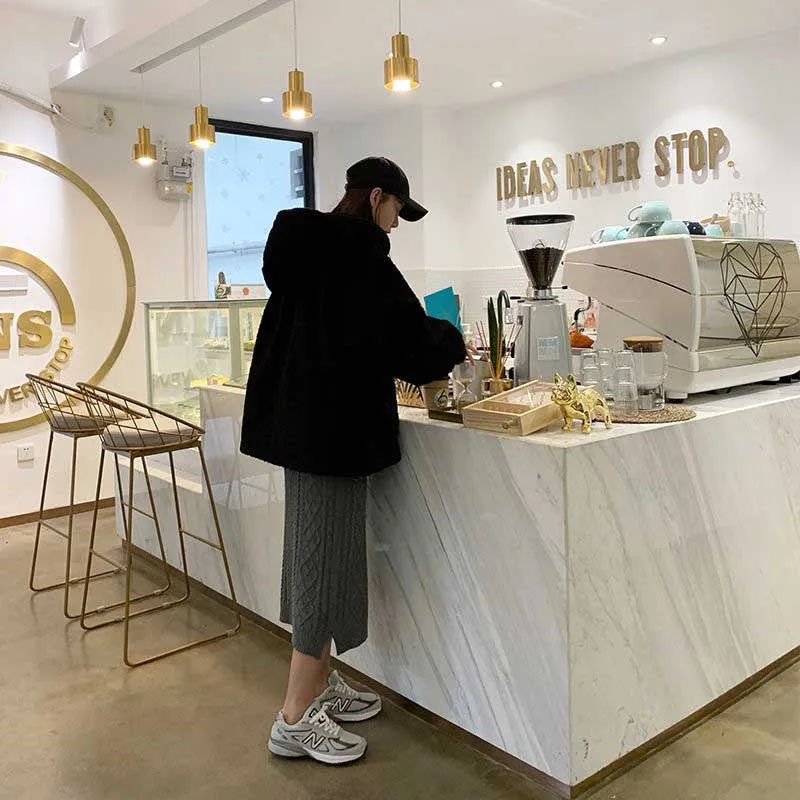 

NiceMix Winter Clothes With Thickening Velvet Plus Size Hooded Fleece Jacket Pregnant Women Loose Hoodies Front Large Pockets