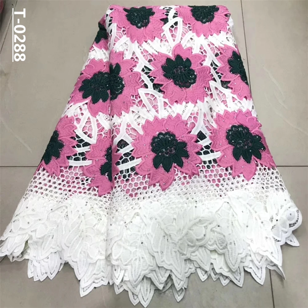 Новая мода африканская гипюровая сетка шнур кружевная ткань камнями нигерийский