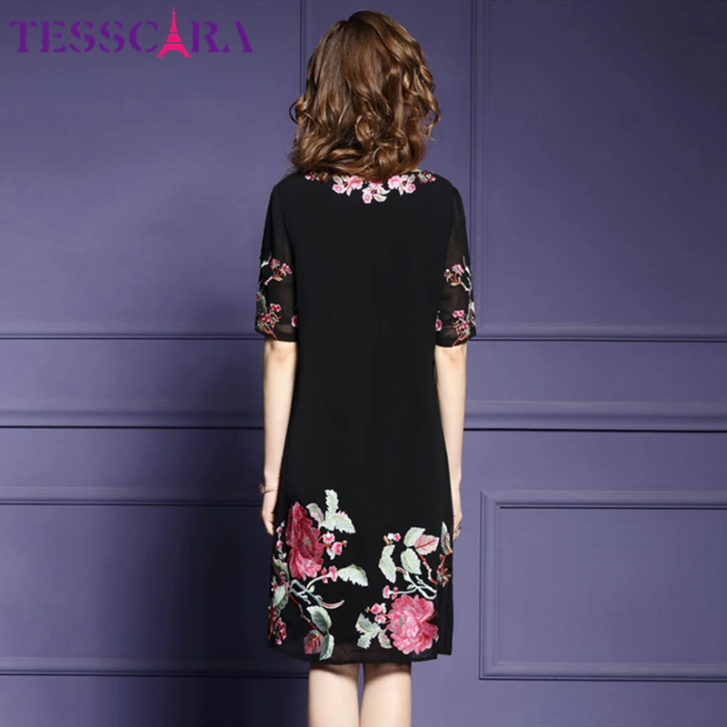 Женское винтажное коктейльное платье TESSCARA роскошное офисное с вышивкой вечерние