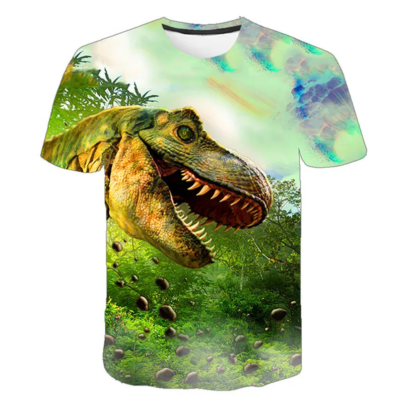 

2021 Jurassic World Fallen Kingdom Cool Dinosaur Head 3D Print T shirt Boys and girls Hiphop Tee Tshirt Boy color Clothes Drop