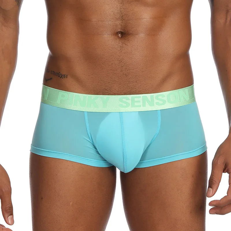 S19BB-Blue IYUNYI, мужское нижнее белье, боксеры, шорты, u-образный выпуклый мешочек, ледяной шелк, мягкие сексуальные мужские трусы-боксеры, homme Cuecas, мужские трусы - Цвет: S19BB-Blue