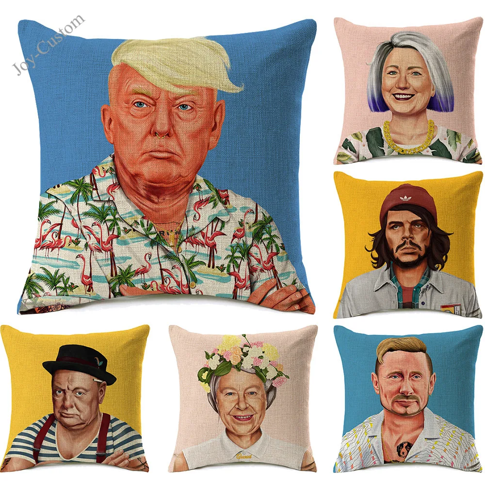 Наволочки для подушек Дональда Трампа Уинстона Черчилля хипстерское искусство