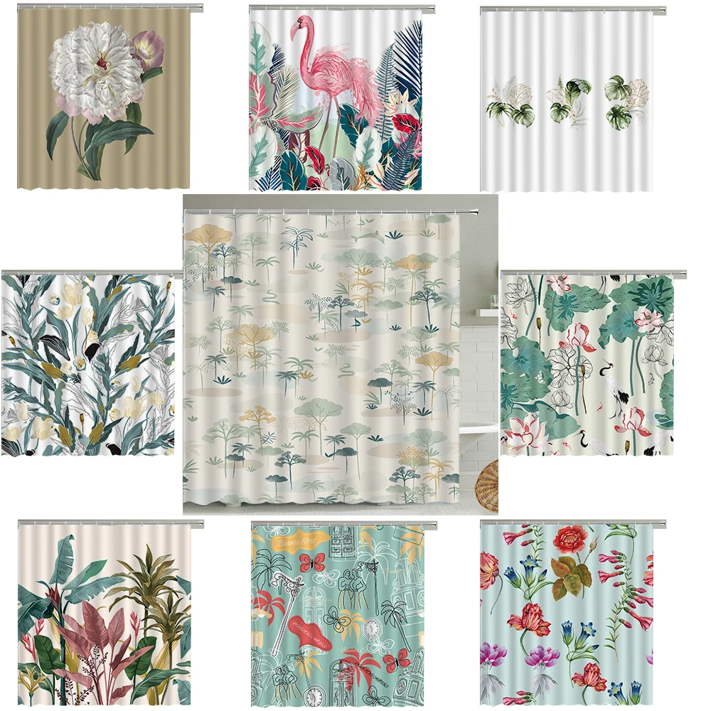 plant bathroom curtains tropical plants with hooks for bathroom shower curtains waterproof high quality fabric beautiful free global shipping