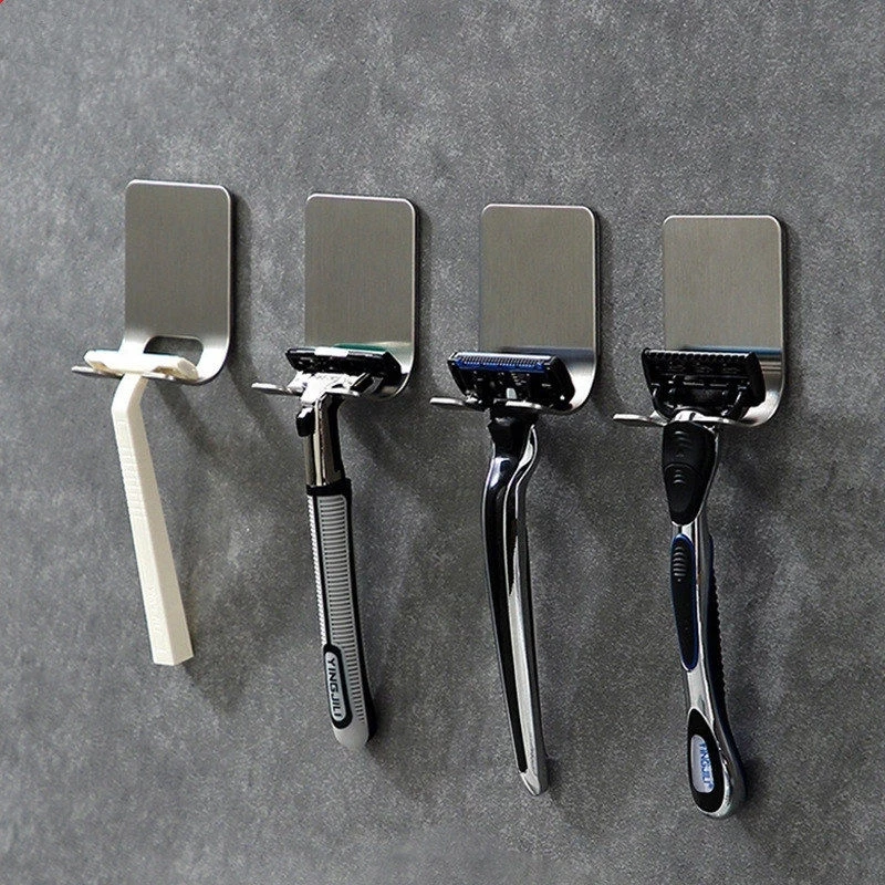 

1PC Stainless Steel Razor Holder Shaver Shelf Rack Towel Hooks for Bathroom Kitchen Hair Dryer Holder Viscose Wall Hook Hanger