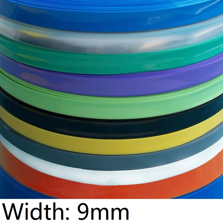

Width 9mm PVC Heat Shrink Tube Dia 5mm Lithium Battery Insulated Film Wrap Protection Case Pack Wire Cable Sleeve