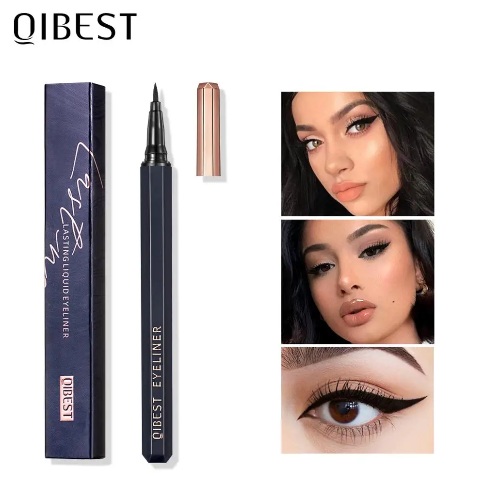 

QIBEST Liquid Eyeliner Pencil Super Waterproof Black Eye liner Eye maquiagem Cosmetic Makeup Fast Dry Eyeliner Pen Smooth Makeup