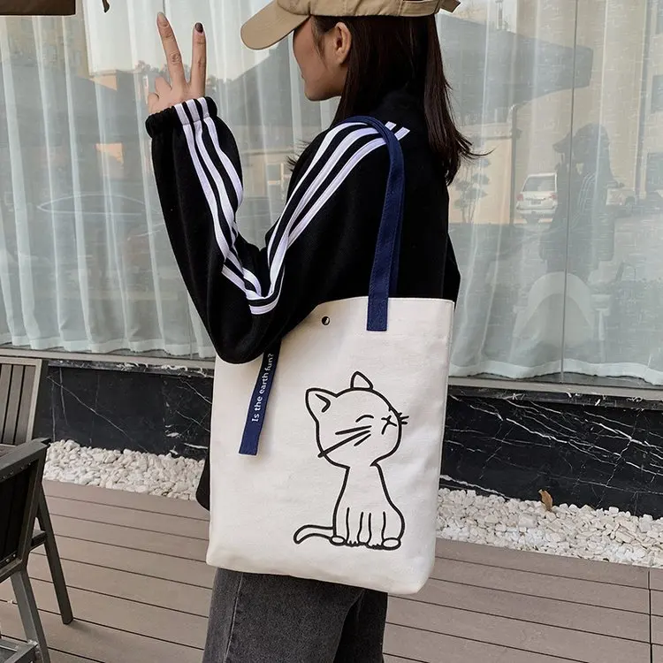 

Cartoon Animals Print Women Shopping Handbag Ladies Casual Shoulder Bag Female Cloth Handbag Student Bag