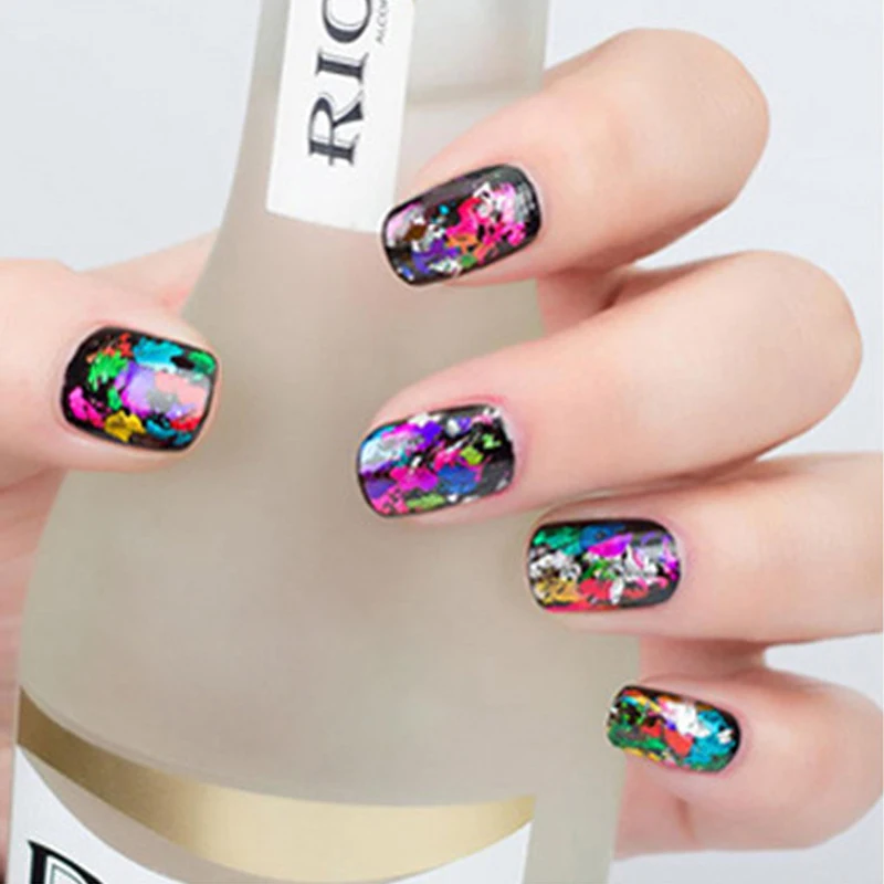 Наклейка для дизайна ногтей зеленая фиолетовая Радужная 1 рулон 24 цвета|Стикеры и