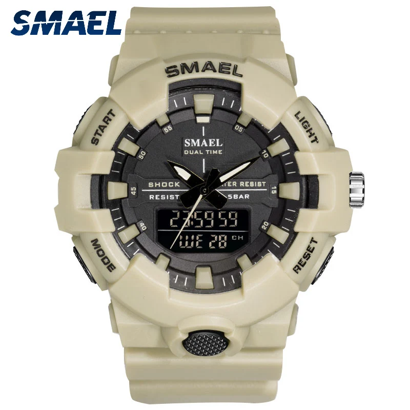 Для мужчин спортивные часы SMAEL Элитный бренд камуфляжные военные цифровой