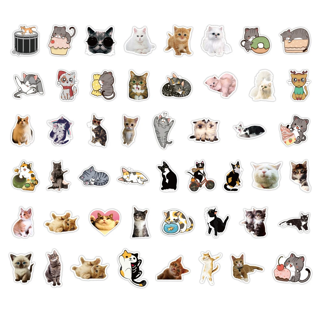 Наклейки в виде милых животных кошек ноутбука гитары багажа холодильника
