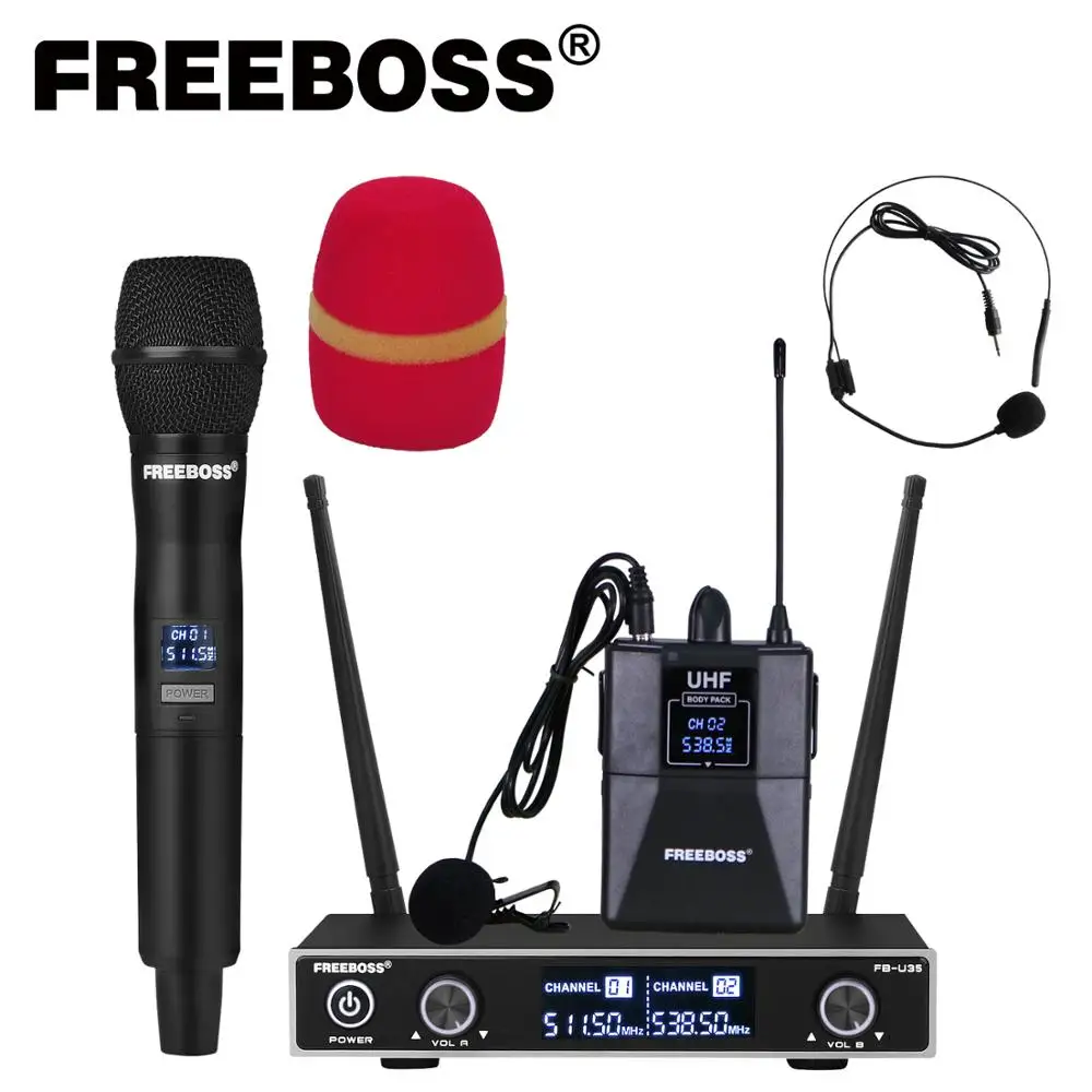 Freeboss FB U35H двухсторонняя UHF Беспроводная микрофонная система с фиксированной