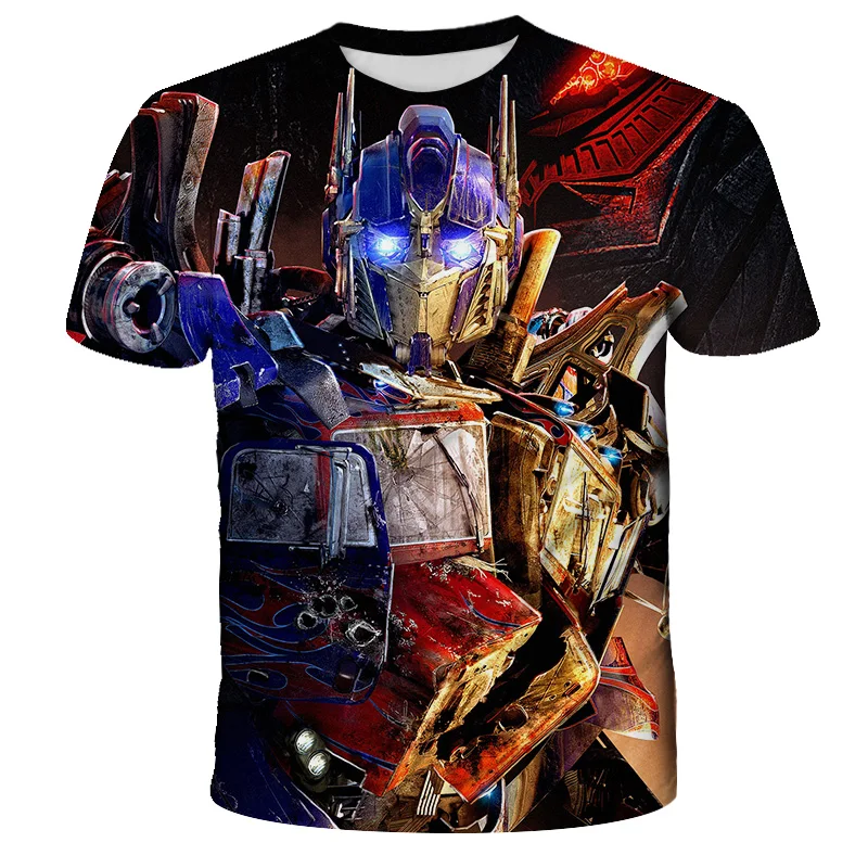 

2021 Summer 3D Cartoon Harajuku Movie Transformers Kids t-shirt Printing Boys Girls Bumblebee T-shirt O-neck Baby Tops