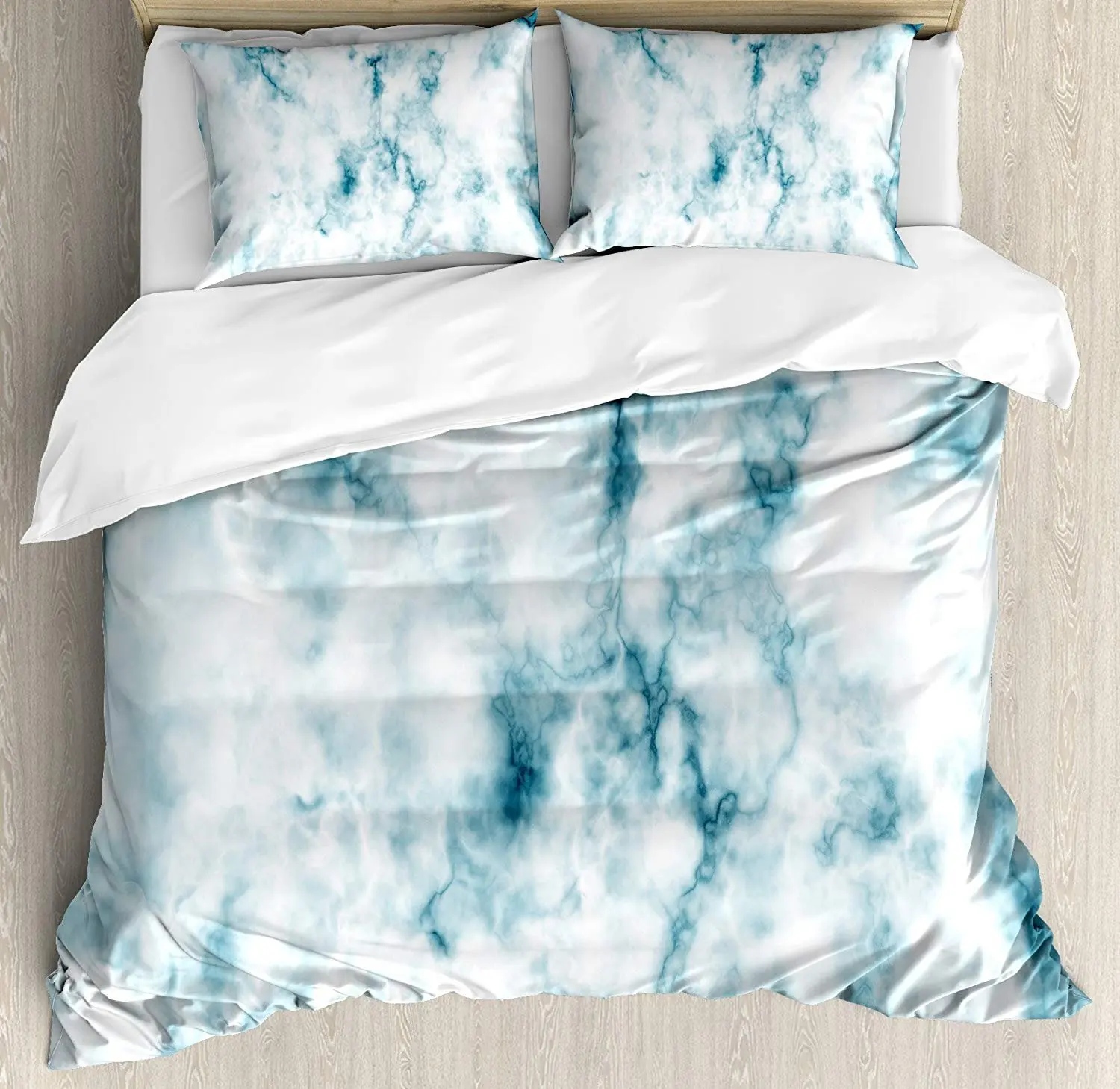 Nature Bedding Set Fluffy Cloud Skyline Like Marble Motif Grunge Retro Features Art Duvet Cover Pillowcase Bedclothes Bed Set