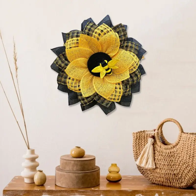 

Artificial Wreath Non-woven Fabric Sunflower Garland Easter Ornaments Spring Wall Door Hanging Pendant Independance Day Decor
