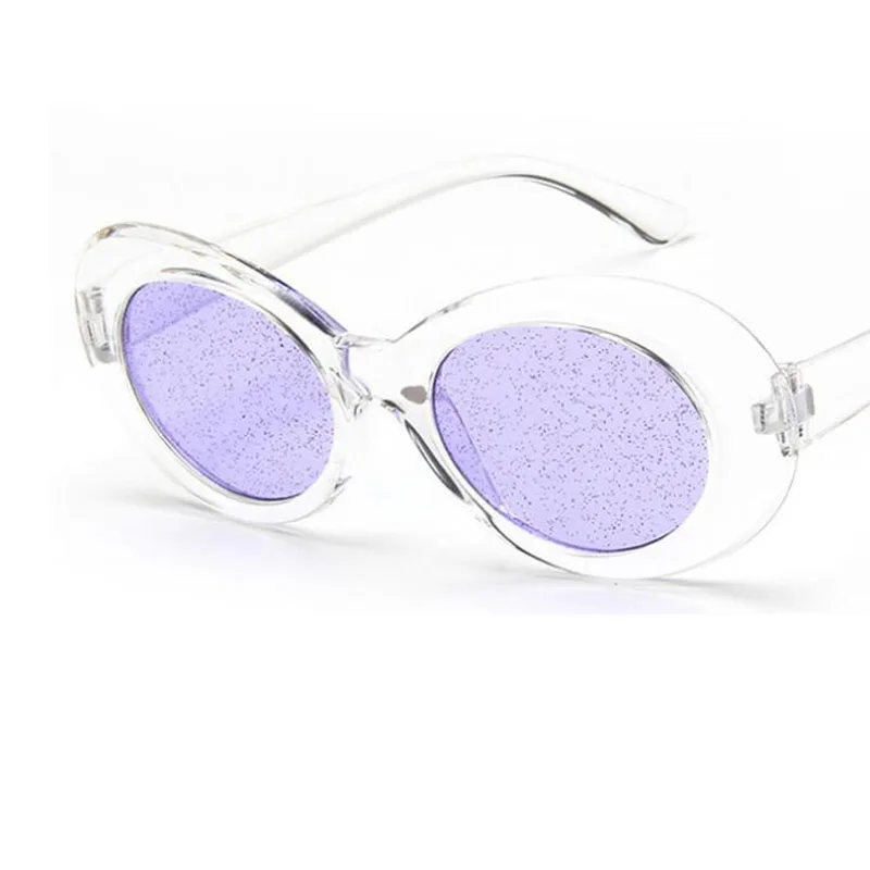 white frame purple Модные, крутые, уникальные, ослепительные линзы, Овальные, стильные солнцезащитные очки для женщин и мужчин, вечерние, брендовые, Sesign, солнцезащитные очки Oculos De Sol - Цвет линз: white frame purple