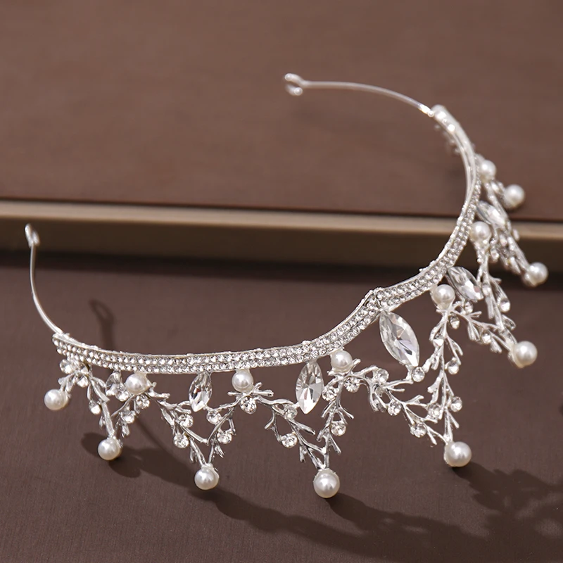 Модная диадема серебряного цвета Корона со стразами и кристаллами женское