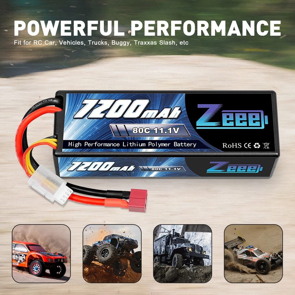Zeee 11 1 V 7200mAh 80C Lipo батарея 3S Твердый корпус с разъемом Deans для радиоуправляемого