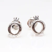 original 925 sterling silver pan earring polished crown o earring for women wedding gift fashion jewelry