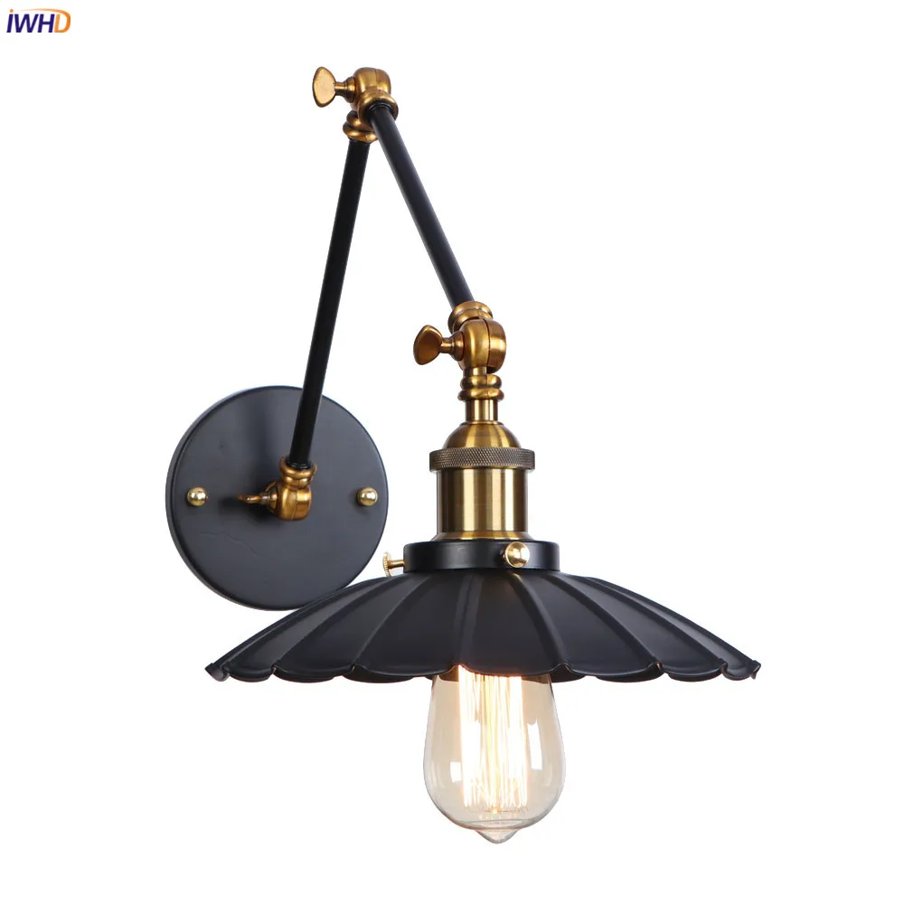 

IWHD RH Loft Decor Retro LED Wall Light Living Room Stair Porch 2 Arms Industrial Antique Vintage Wall Sconce Luminaire Edison