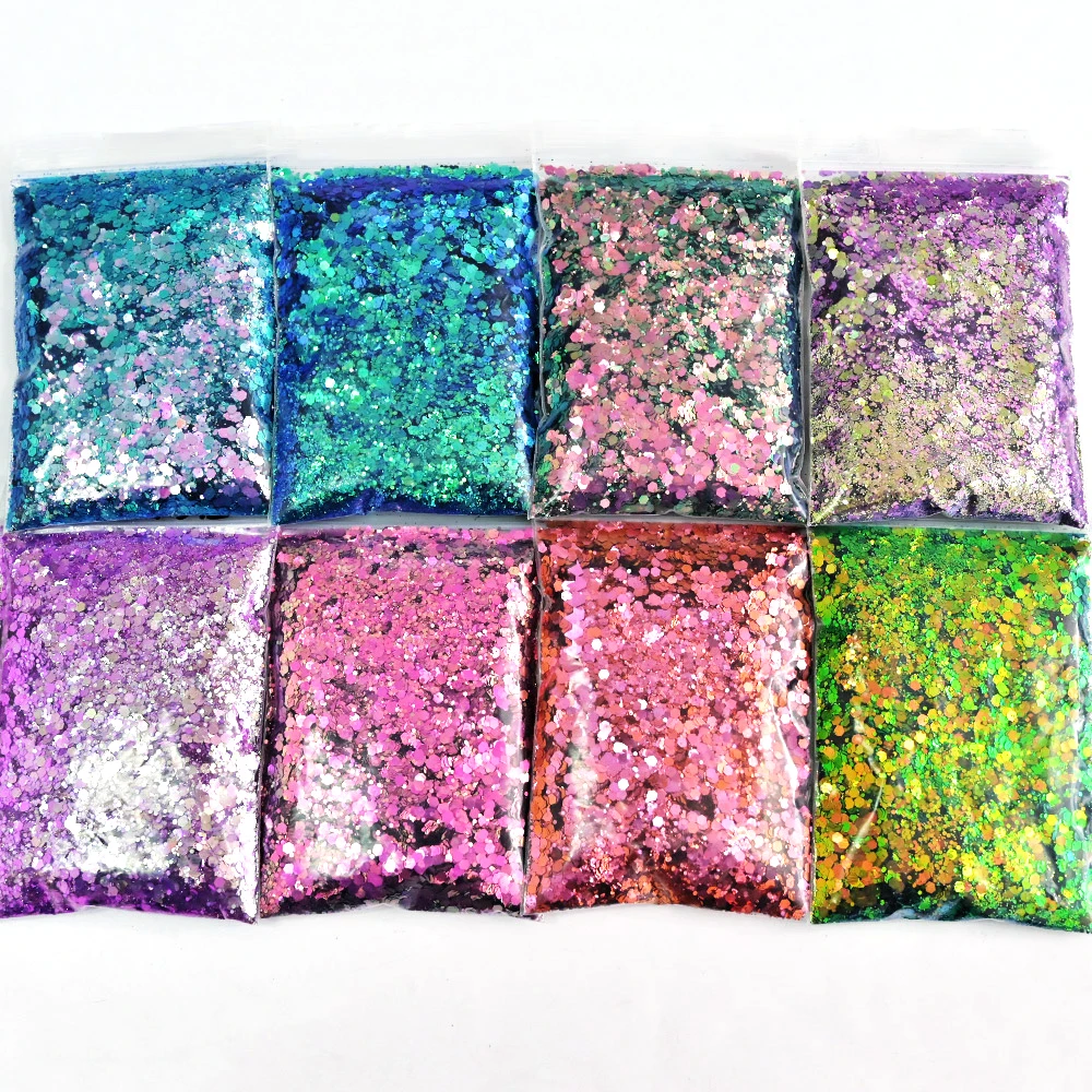 

50g/bag Chunky Mix-Hexagon Nail Art Glitter Sparkly Holographic Chameleon Flakes Mermaid 8 Color Manicure Sequin Decoration CV#6