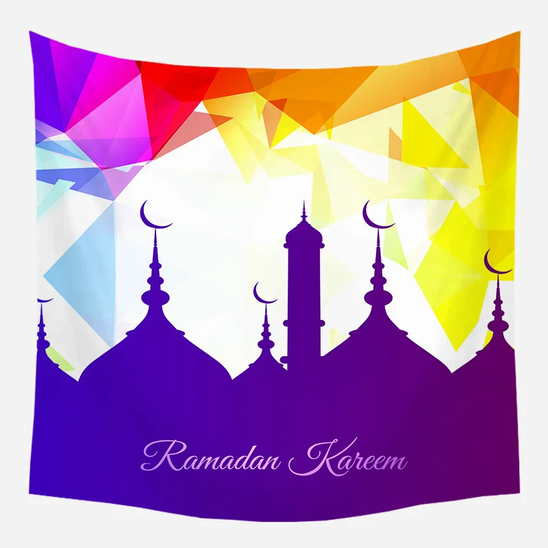 Eid Mubarak Ramadan Festival Tapestry - Moon Lantern Palace Pattern Decoration for Living Room or Bedroom - Muslim Party Outfit image 3