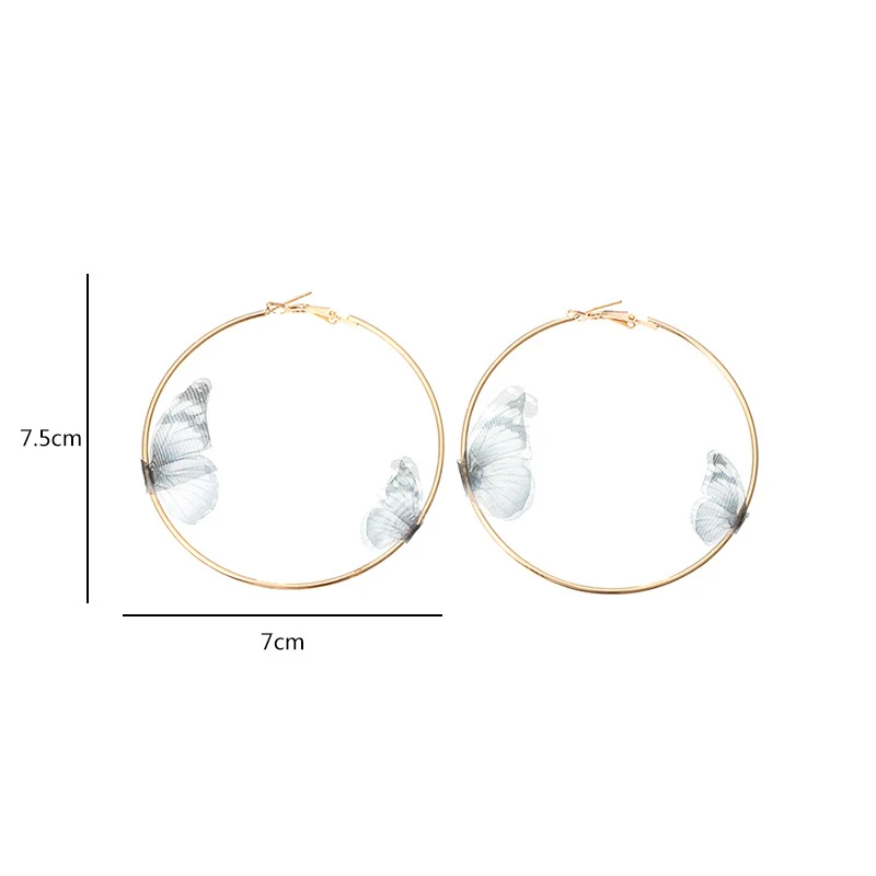 

Double Butterfly Hoop Earrings for Women Fashion Multi-Color Big Round Circle Gold Hoop Earring Jewelry Accessories Party Gift