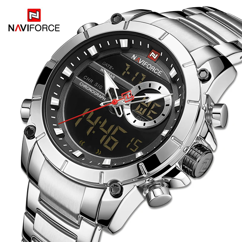 Часы наручные NAVIFORCE Мужские кварцевые роскошные спортивные водонепроницаемые