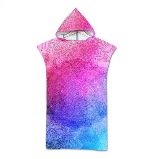 Пальто с капюшоном и нарисованными плащ пляжная Полотенца халат унисекс ванной