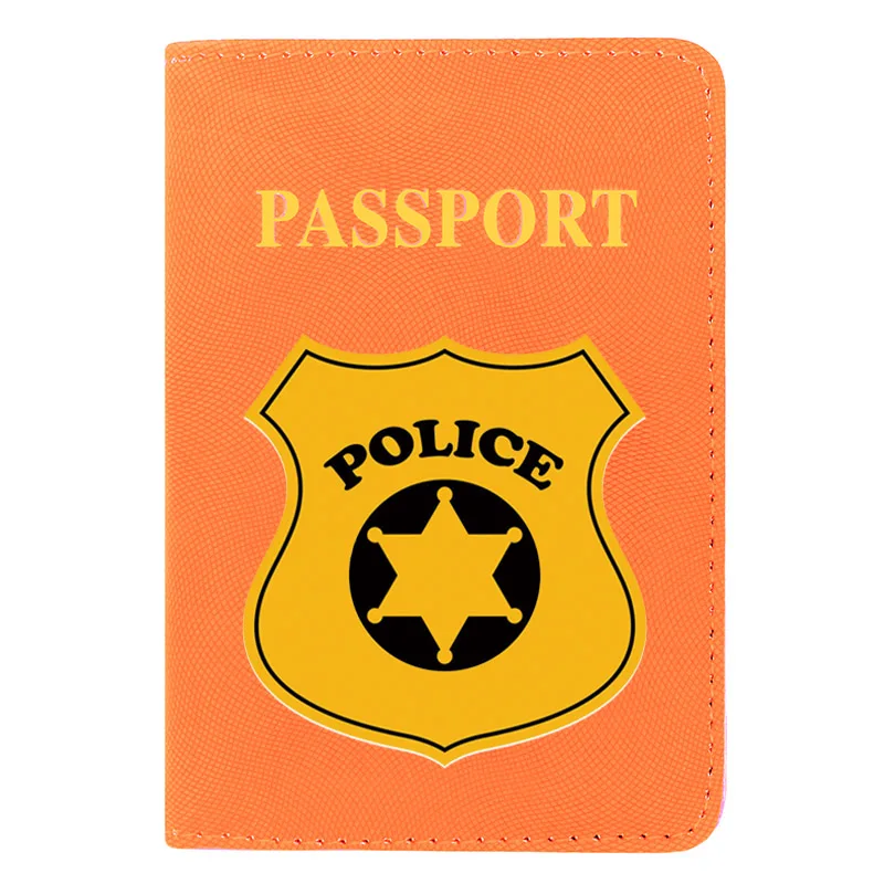 

Classic Police Design Printing Charm Women Men Passport Cover Leather Travel ID Credit Card Holder Pocket Wallet Bags