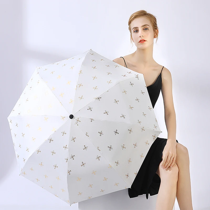 Складной зонт новый дизайн печати золотой Зонт с бабочкой элегантный от ветра