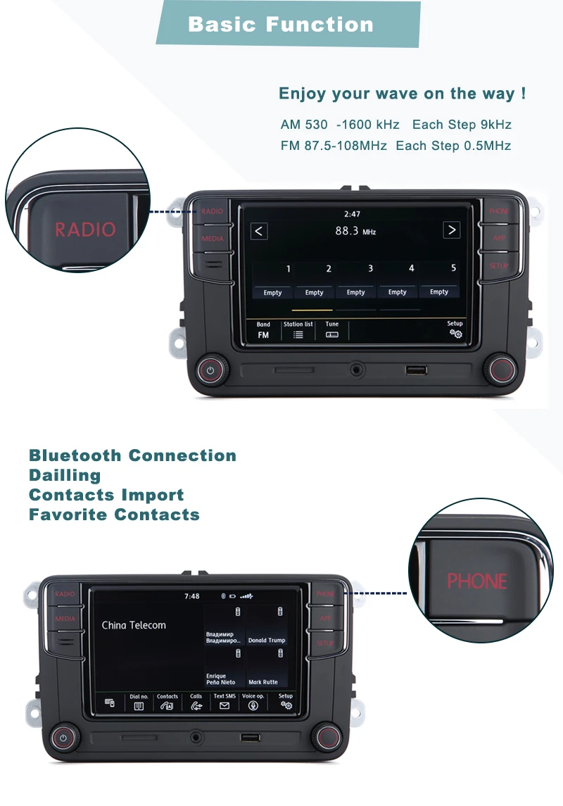 Desay RCD330 автомобильное радио Carplay Зеркало Ссылка RCD340 Plus 6RD 035 187B для VW Polo Golf Passat MK5 MK6 B6 B7 Tiguan Eos Bettle T5