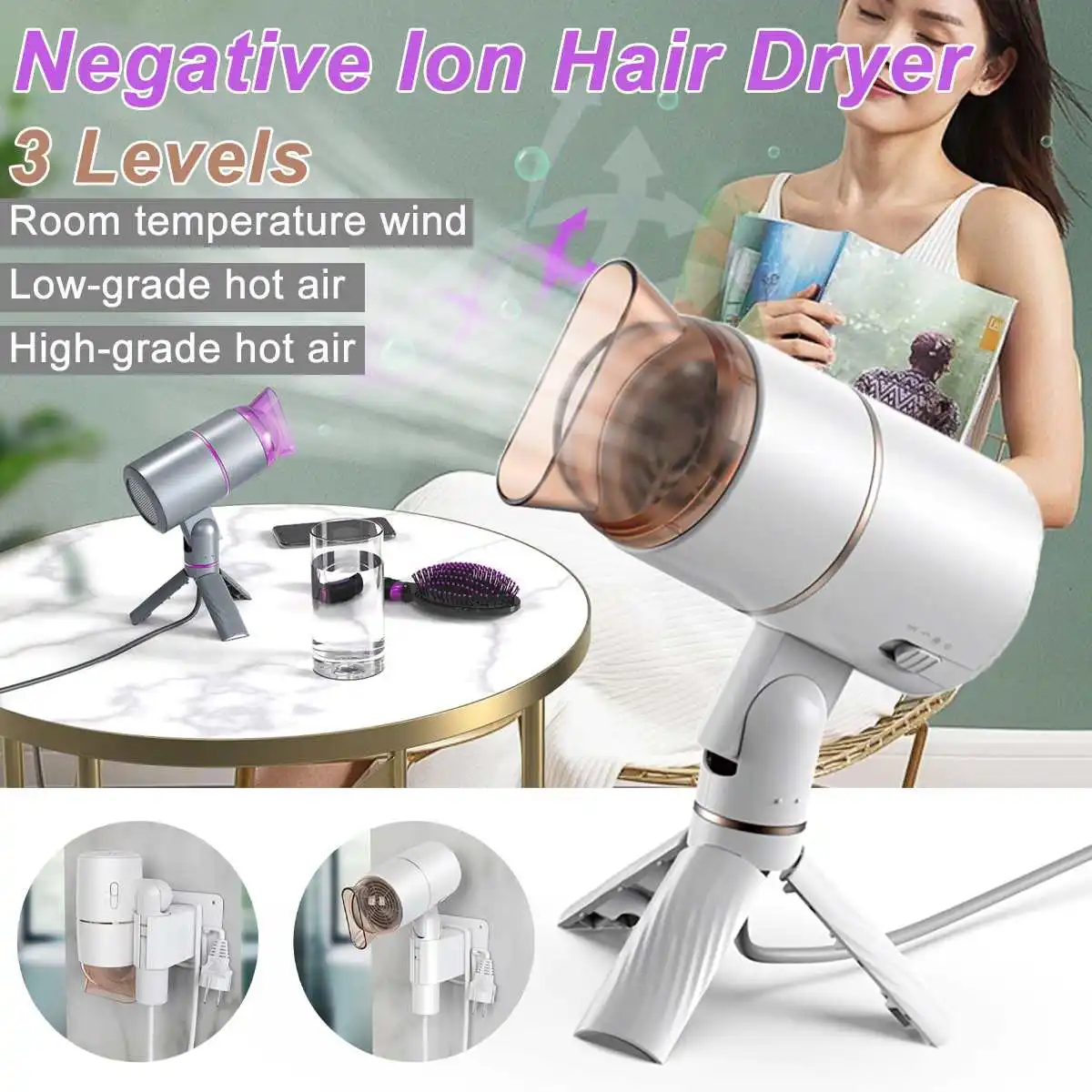 

Фен для волос, складной, 800 Вт, с функцией контроля температуры