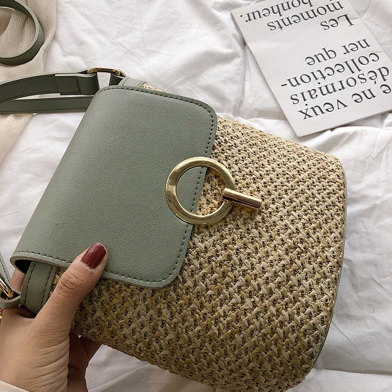 

New Small Straw Bucket Bags For Women 2020 Summer Crossbody Bags Lady Travel Purses and Handbags Female Shoulder Messenger Bag