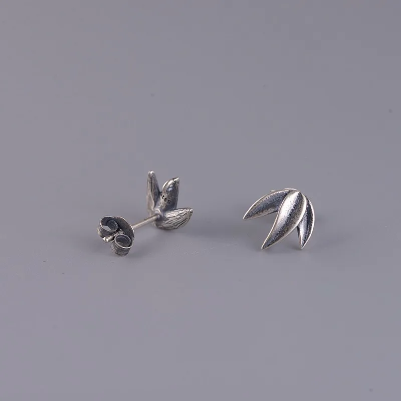 BALMORA 925 Sterling Silver Bamboo Stud Earrings for Women Girls Gift Original Plant Jewelry Brincos | Украшения и аксессуары