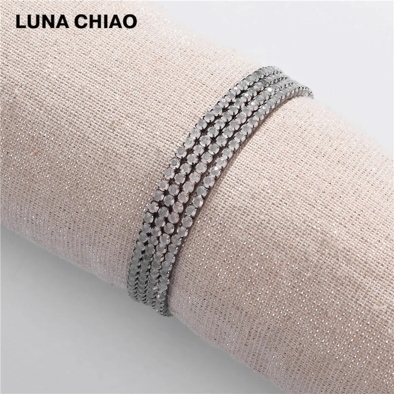 gun metal-clear LUNA Чао 4 шт./компл. Браслет-манжета смолы БИСЕРНЫЕ НИТИ несколько составные браслеты для Для женщин - Окраска металла: gun metal-clear
