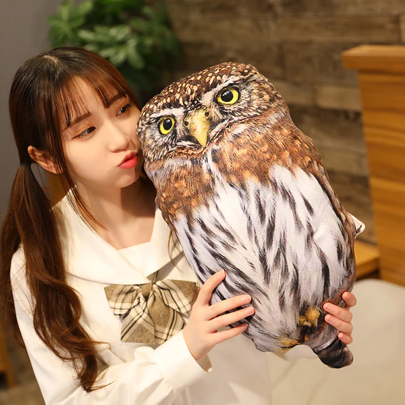 

50cm realLife Owl Pillow Both Sides Image Printing Animal Bird Pillow Sofa Chair Pets Decor Present