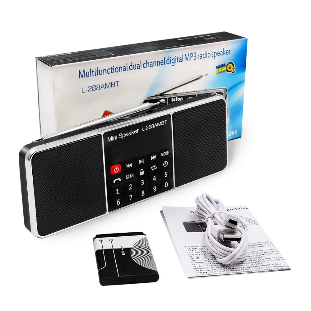 

Digital Portable Radio AM FM Bluetooth Speaker Stereo MP3 Player TF/SD Card USB Drive Handsfree Call LED Display Speakers