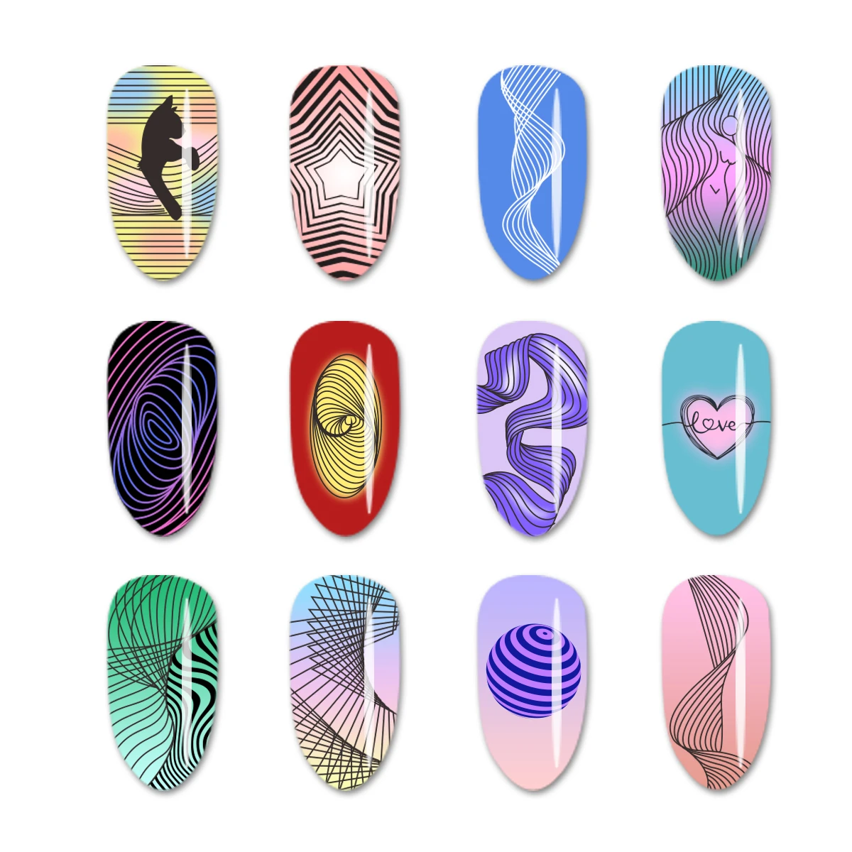 Beautybigbang пластины для стемпинга ногтей художественные Геометрические линии оленя изображение лица стиль Прямоугольные шаблонные штампы для ногтей пластины XL-087