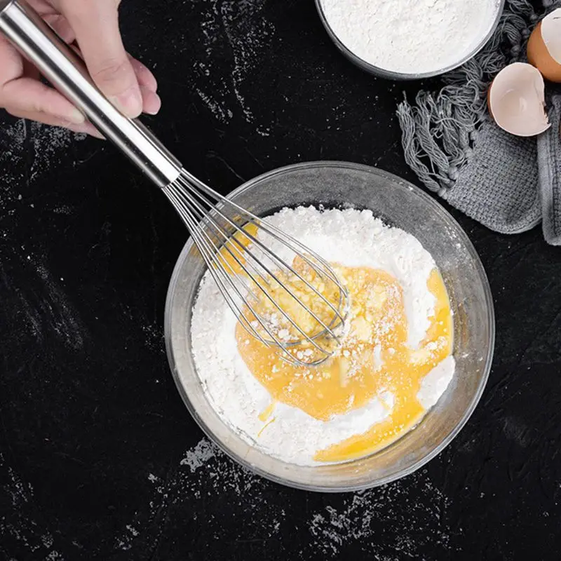 3pcs/set 8'' 10'' 12'' Stainless Steel Egg Beater Hand Whisk Flour Mixer Blender Frother Cream Whippers Kitchen Dessert Tool