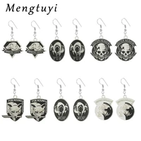 game metal gear solid 5 earrings fox hound outer heaven llaveros metal drop earring skull animal game souvenir jewelry gift