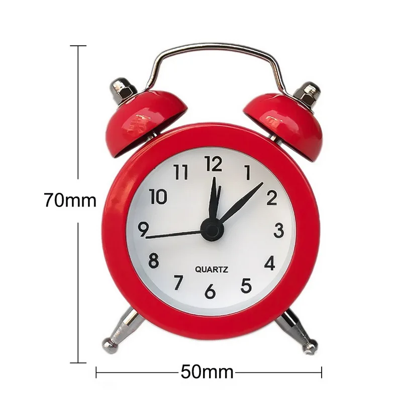 High Quality Mini Alarm Clock Silent Pointer Clocks Round Number Dual Bell Loud Bedside Night Light Home Decor | Дом и сад
