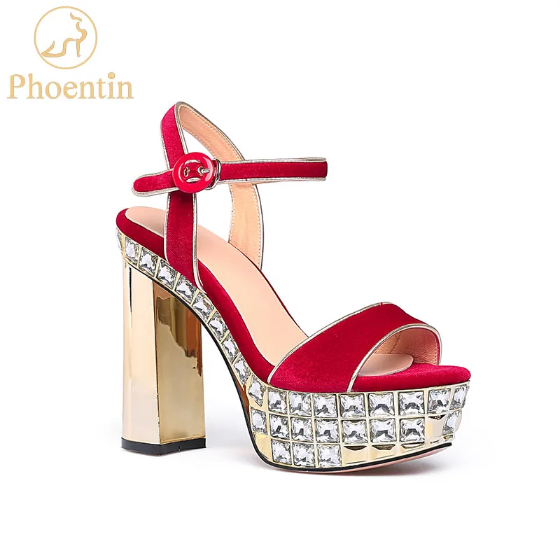 Phoentin/женские сандалии на очень высоком каблуке платформе 2019 стразы с ремешками