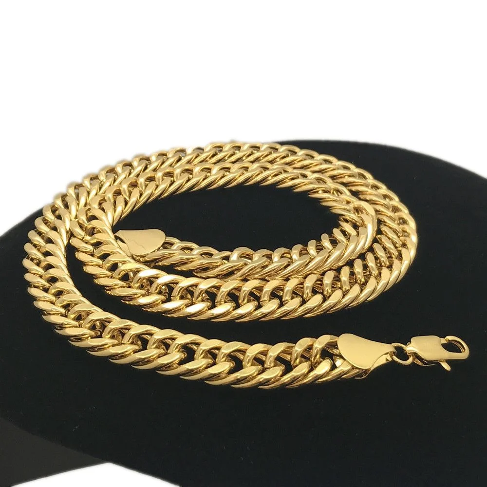 Набор ювелирных изделий для мужчин плотные золотистые цепи с плотным панцирным