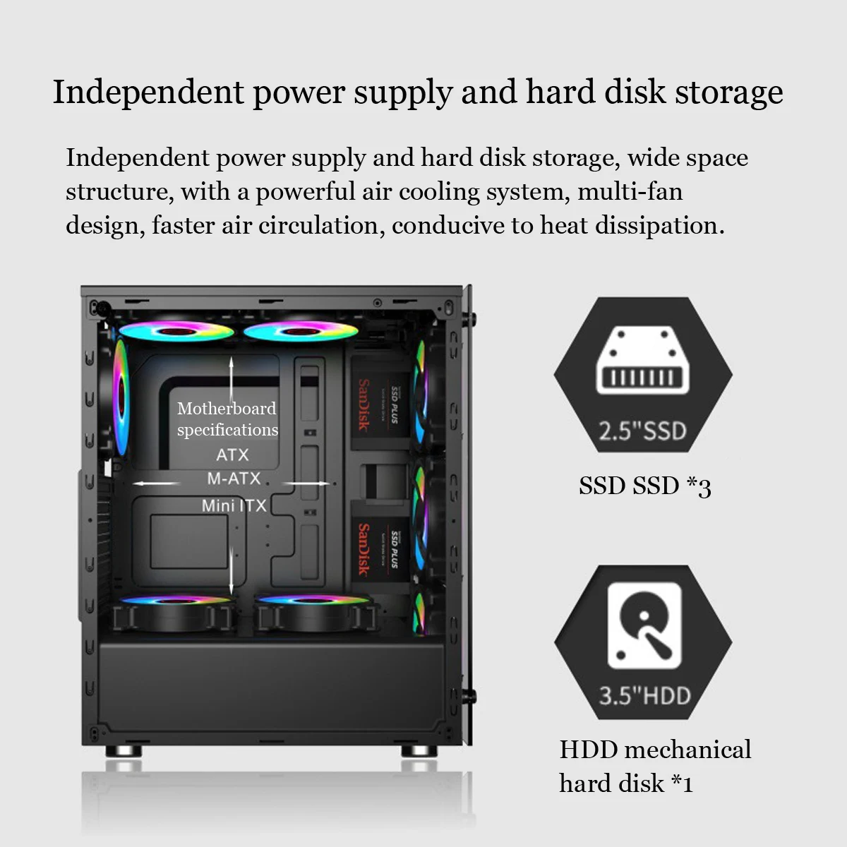 LEORY Gamer охлаждающий чехол для настольного компьютера 350x290x410 мм для ATX/m-atx/mini-itx материнская плата Поддержка 8 вентиляторов