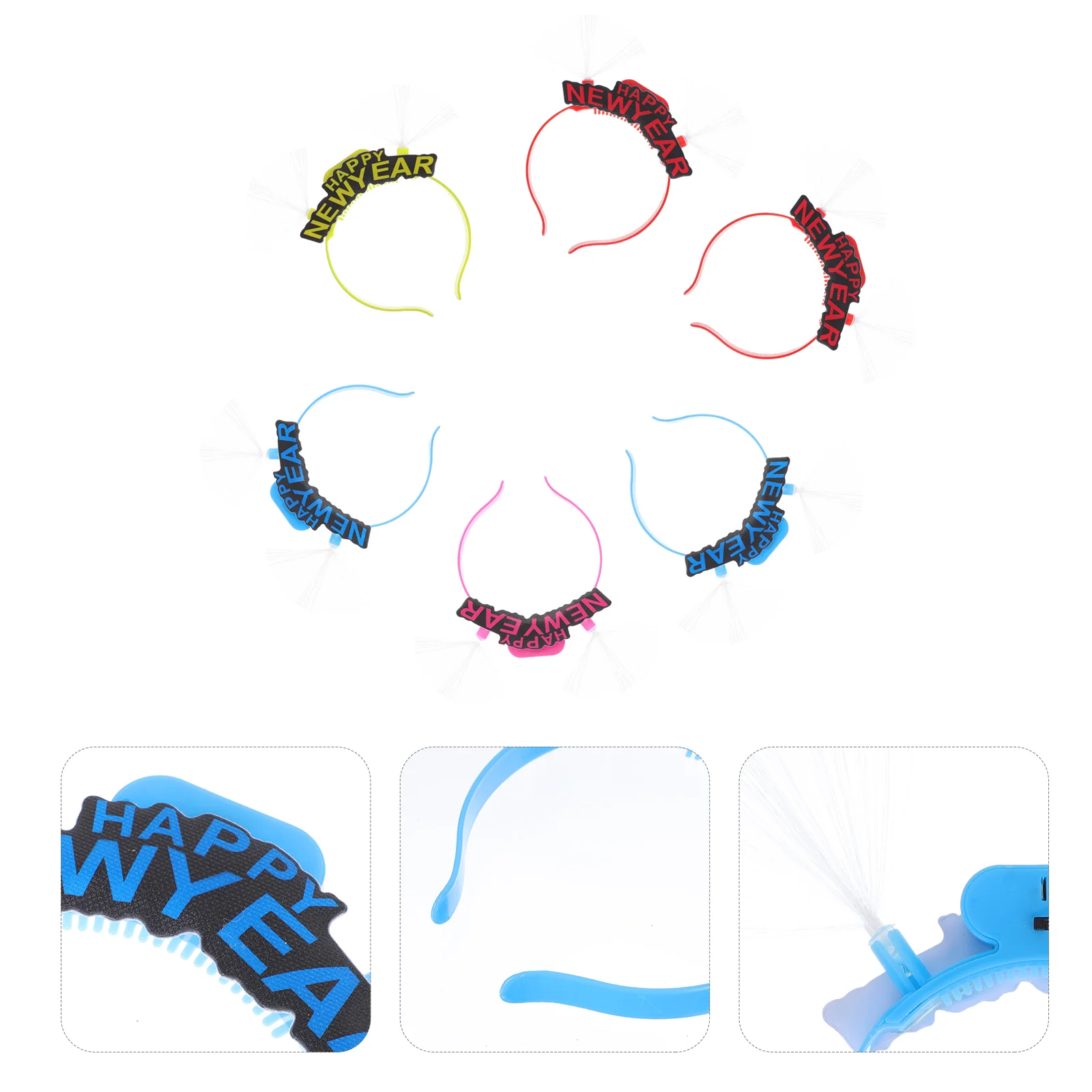 

6pcs New Year Luminous Headdress Eye-catching Optical Fiber Hair Party Props
